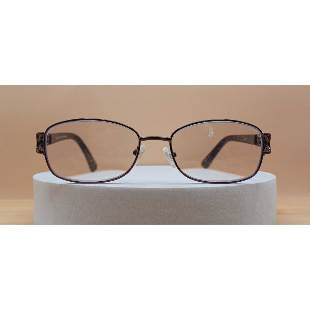Modern Art Eyeglasses Frames A357 Brown 54-17-140 Metal and Rhinestone Frames